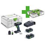 Cordless drill driver Festool 18V T18+3 HPC 4.0 I-Plus with 2x 4.0 Ah battery and charger incl. systainer