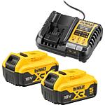 Kit batterie DCB1104P2-QW, 18 V, 2 x 5,0 Ah Li-Ion batteries + 1 x chargeur