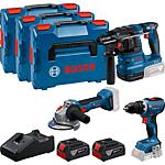 Akku-Set 18 V, 3-teilig best. aus Bohrschrauber, Bohrhammer, Winkelschleifer und 2x 5,0 Ah Akkus und Ladegerät
