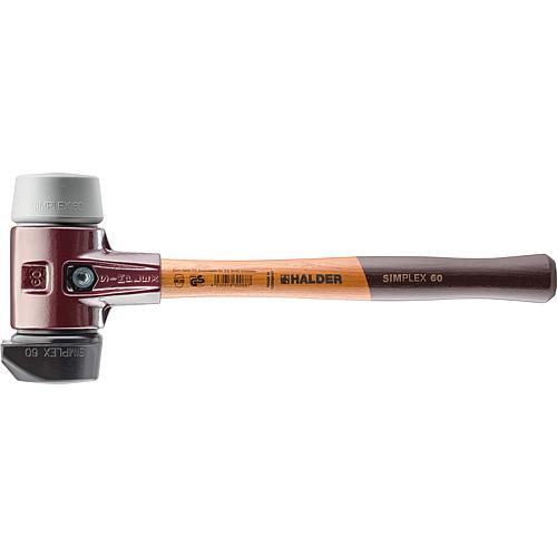 SIMPLEX soft-faced hammer Halder with TE housing and wooden handle, rubber composition with stand/TPE mid, Ø 60 mm
