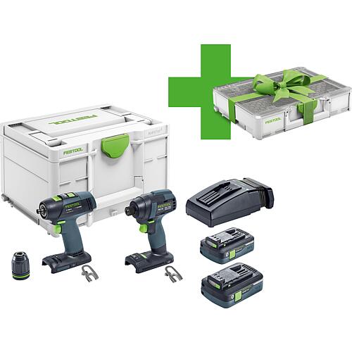 Kit Festool 18V sans fil perceuse à percussion, perceuse visseuse avec 2x 4,0 Ah batteries et chargeur Systainer inclus