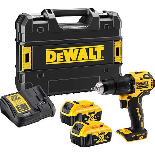 DeWalt DCD709P2T-QW 18 V cordless impact drill with 2 x 5.0 Ah batteries and charger in transport case