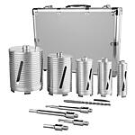 Diamond core bit set for masonry/concrete, 11-piece, 52-132mm