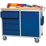 BASIC-7 series assembly trolley with 4 drawers and hinged door
