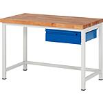 BASIC-8 series workbench with 1 drawer with solid beech worktop, 40 mm