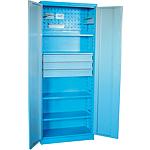 Armoire a outillage 2 portes avec 4 etageres + 3 tiroirs 780x380x1920 mm