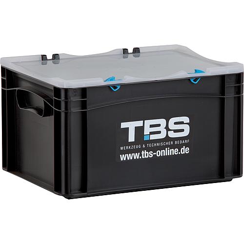 boite de transport noire TBE 400x300x237 mm avec couvercle transparent