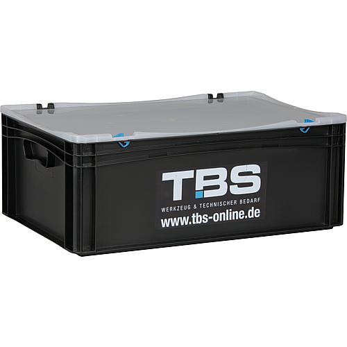 Transportbox TBS schwarz 600 x 400 x 237mm mit Klarsichtdeckel