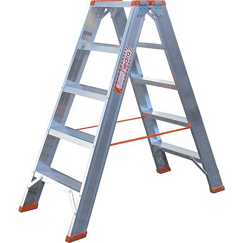 Aluminium stepladder, passable on both sides, with wide steps Standard 1