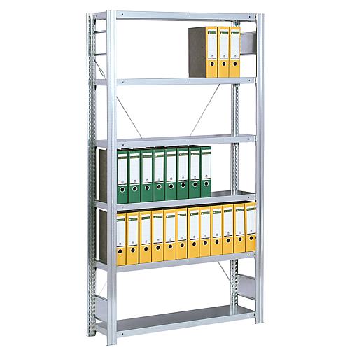 Office shelving unit with 6 steel shelves, basic shelf, shelf load 150 kg, bay load 2000 kg, width 1005 mm Standard 1