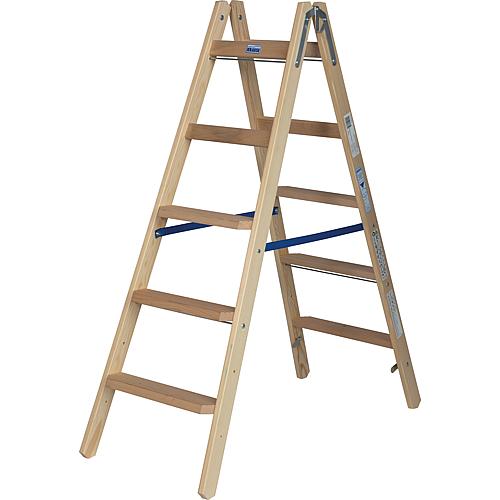 Sprossen-Doppel-Leiter Holz, Arb. Höhe 2,75m Leiterhöhe 1,40m 2x5