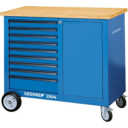 Roller workbench 1504 with 9 drawers, with wooden work surface Standard 1