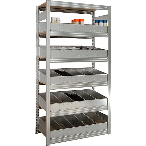 Small parts shelving unit with wooden shelves, shelf load 250 kg, bay load 2000 kg Standard 1