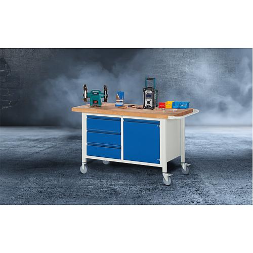 Mobile Workbenches 8468 Series BASIC-8 with 3 drawers and hinged door with solid beech worktop, 40 mm Anwendung 1