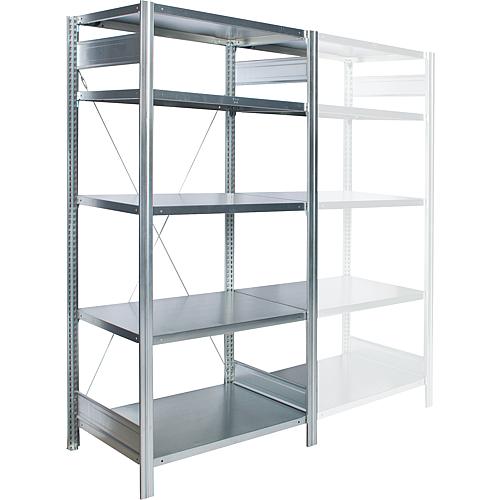 Shelving system with 6 steel shelves, shelf load 150 kg, bay load 2000 kg, basic shelf, width 1000 mm Standard 2
