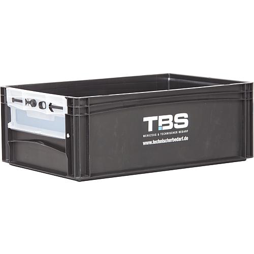 TBS transport box, black, with retrieval opening, (L x W x H): 600 x 400 x 220 mm Standard 1