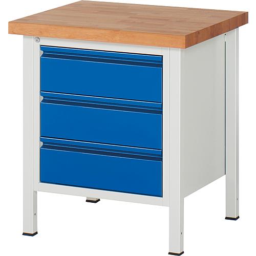 Workbench 8157 BASIC-8 series with 3 drawers and solid beech worktop (H) (mm): 40 Standard 1