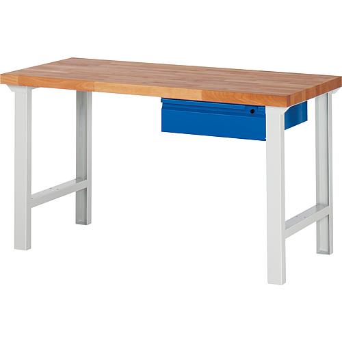 Workbench 7000 series with 1 drawer with solid beech worktop, 40 mm Standard 1
