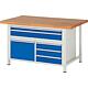 Series 8000 workbench with 5 drawers and hinged door with solid beech worktop, 40 mm Standard 1