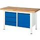 Workbench 8468 BASIC-8 with 3 drawers and hinged door with solid beech worktop (H) (mm): 40