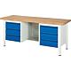 BASIC-8 series workbench with 6 drawers and storage compartment with solid beech worktop, 40 mm Standard 1
