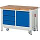 Workbench with lowerable chassis 8468 BASIC-8 series with 3 drawers and hinged door with solid beech worktop (H) (mm):40 Standard 1