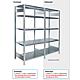 Mounting shelving unit with 5 steel shelves, width 875 mm, height 2000 mm, shelf load 150 kg, bay load 2000 kg