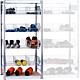 Basket shelf, 4 shelf levels with mesh baskets and mesh dividers, shelf load 35 kg and 2 wooden shelf floors, 
shelf load 250 kg, base shelf Standard 1