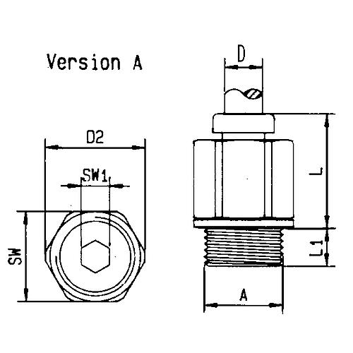 Junction piece with ET, straight Rectupush, plug-in screw-in connection