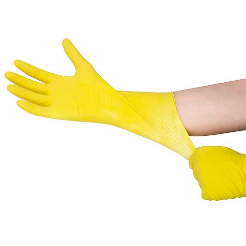 Cleaning gloves Natural latex, food safe, M 30 cm long, yellow / PU 12 pairs
