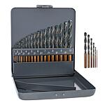Metal drill bit set, 19 pieces and spare drill bits, 6 pieces