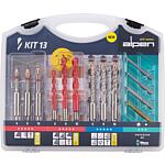 Drill and bit set, 13-piece, 9 drills and 4 bits