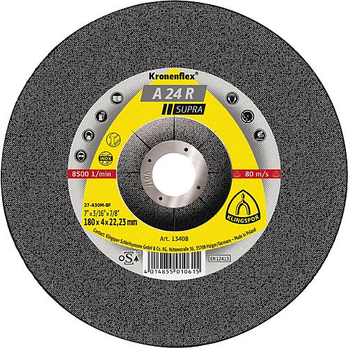 Grinding disc Kronenflex® A 24 R Supra, elbowed, for steel, stainless steel and cast iron Standard 1