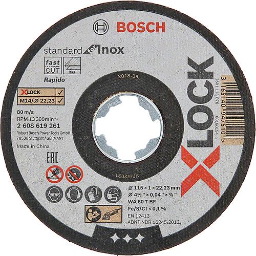 Cutting disc BOSCH® for stainless steel with X-Lock attachment, straight
