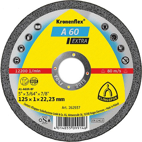 Kronenflex® cutting disk A 60 TZ Extra, straight, for stainless steel, metal Standard 1
