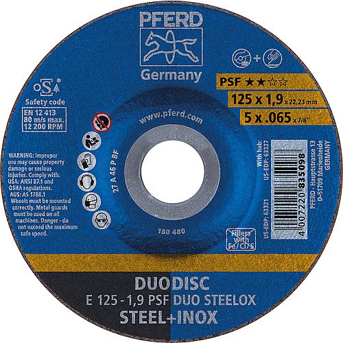 Cutting disc Combi PSF Duodisc, cranked for stainless steel (INOX), steel, tinder, steel, cast steel Standard 1