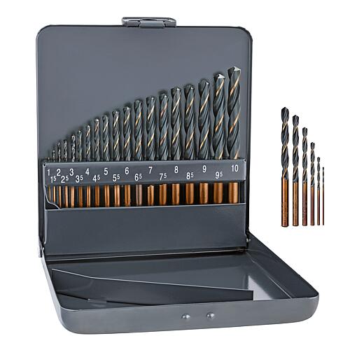 Metal drill bit set, 19 pieces and spare drill bits, 6 pieces Standard 1