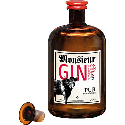 Monsieur Pure Gin in brown pharmacy bottle, 47% vol., contents 2000 ml