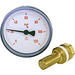 Bimetal thermometer red, ø 63 mm, axial, DN15 (1/2")