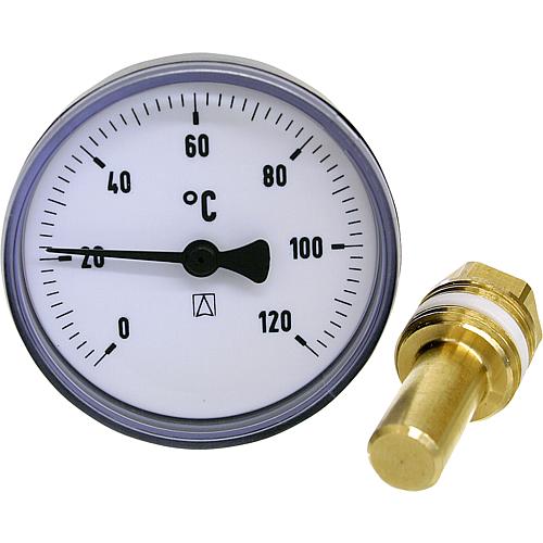 Bimetall-Thermometer schwarz, ø 63 mm, axial, DN15 (1/2") Standard 1