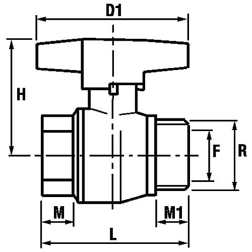 Ball valve, IT x ET with butterfly handle Standard 2