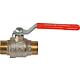 Brass ball valves DN15 (1/2") AG/AG with steel hand lever red PN45