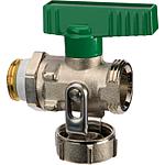 KFE ball valve DN15 (1/2“) nickel-plated straight fitting, green tap for drinking water, PN10, with cap