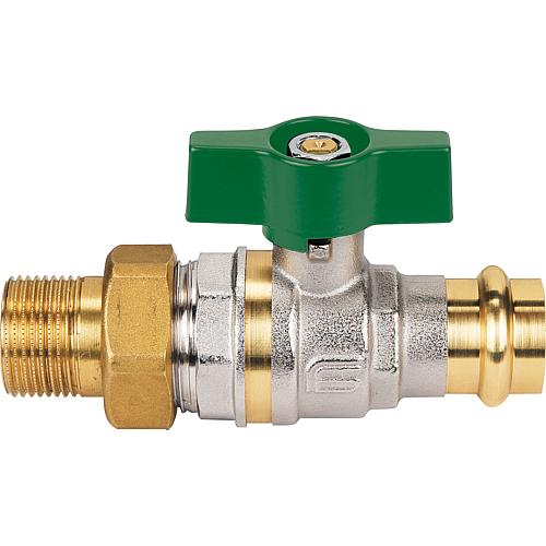 Ball valve, screw connection x press, with aluminium butterfly handle Standard 1
