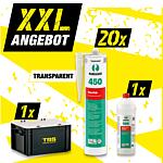 XXL-Angebot Sanitärsilikon RAMSAUER 450 [transparent] 20 Kartuschen + Glättmittel, inkl. TBS-Transportbox