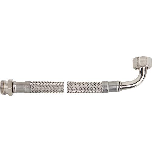 Flexible braided hose DVGW with stainless steel braiding 500mm 3/8" elbow, sl. nut x male thread"