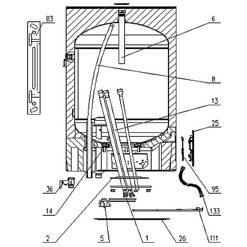 Spare parts for hot water tank OGB 30-100 Slim SM (after constr. yr. 10/2015) Standard 1