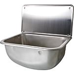 Draining sink made of stainless steel with spray protection