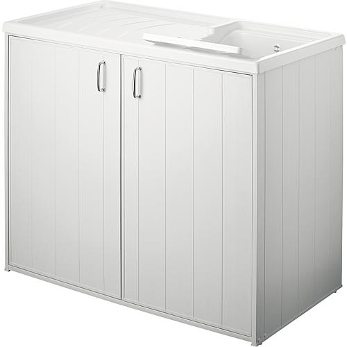 Kunststoff Augussbecken mit Waschmaschinenunterschrank und Türen Standard 1