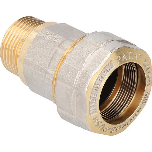 Brass clamp connector for steel pipe DN 10 (3/8“) to DN 50 (2“), transition piece ET Standard 1